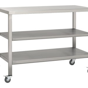 Stainless Steel Trolley 600x600 Twin Solid shelves-0