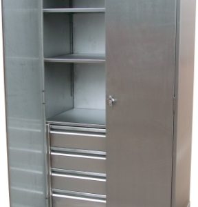 Double Door Storage Cupboard with 4 Internal Drawers-0