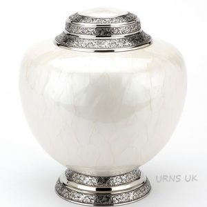 HYDE WHITE ENGRAVED CREMATION ASHES URN
